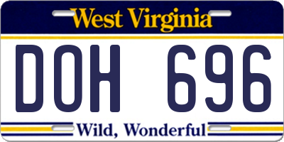 WV license plate DOH696