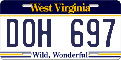 WV license plate DOH697