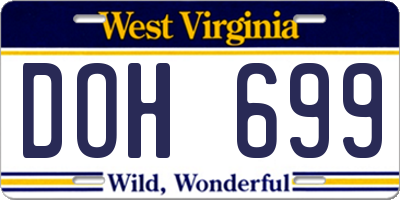 WV license plate DOH699