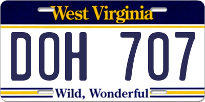 WV license plate DOH707