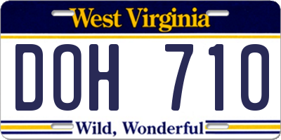 WV license plate DOH710