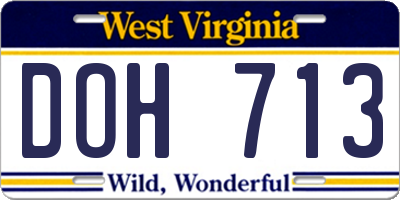 WV license plate DOH713