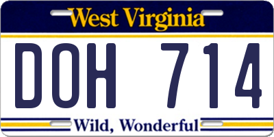 WV license plate DOH714