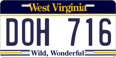WV license plate DOH716
