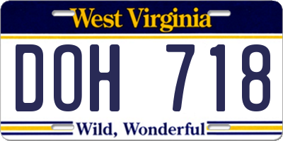 WV license plate DOH718