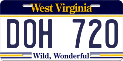 WV license plate DOH720