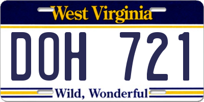 WV license plate DOH721