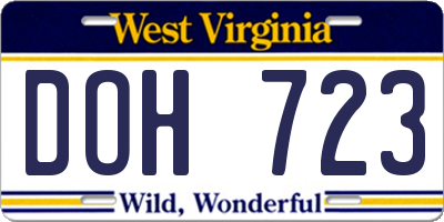 WV license plate DOH723