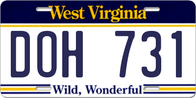 WV license plate DOH731