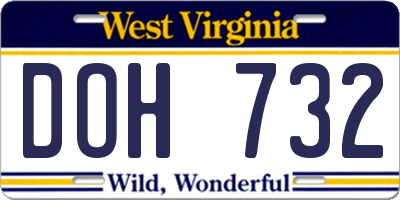 WV license plate DOH732