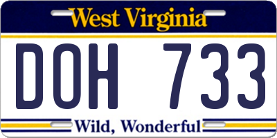 WV license plate DOH733