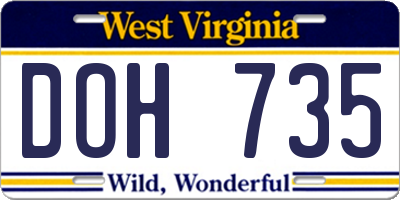 WV license plate DOH735