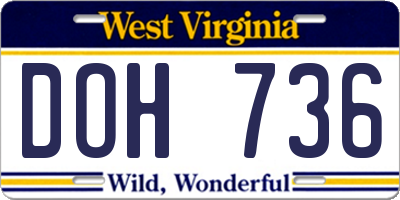 WV license plate DOH736