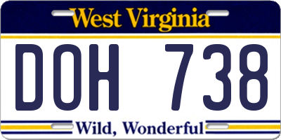 WV license plate DOH738