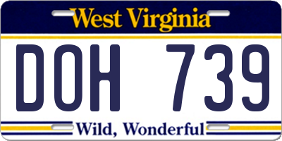 WV license plate DOH739