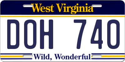 WV license plate DOH740