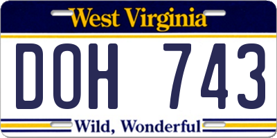 WV license plate DOH743