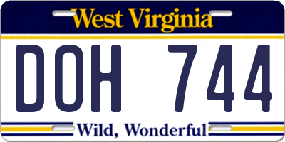 WV license plate DOH744