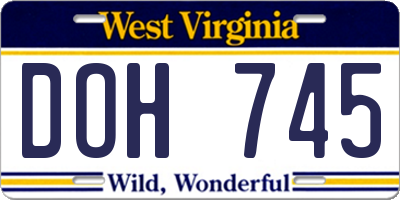 WV license plate DOH745