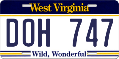WV license plate DOH747