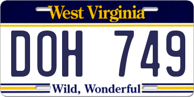 WV license plate DOH749
