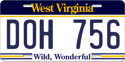 WV license plate DOH756