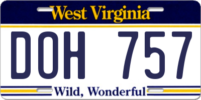 WV license plate DOH757