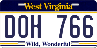 WV license plate DOH766