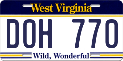 WV license plate DOH770