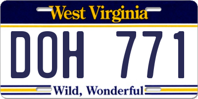 WV license plate DOH771