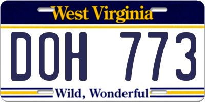 WV license plate DOH773