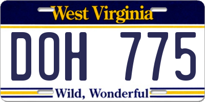 WV license plate DOH775