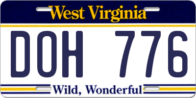 WV license plate DOH776