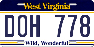 WV license plate DOH778