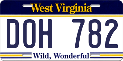 WV license plate DOH782