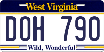 WV license plate DOH790