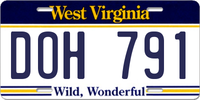 WV license plate DOH791