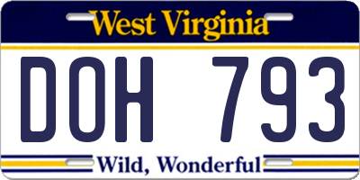 WV license plate DOH793