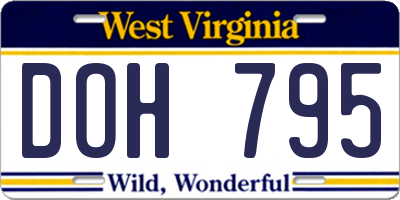 WV license plate DOH795