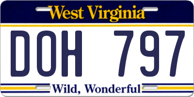 WV license plate DOH797