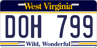 WV license plate DOH799
