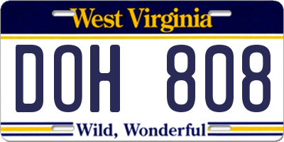 WV license plate DOH808