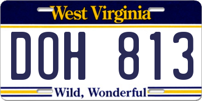 WV license plate DOH813