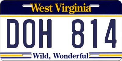 WV license plate DOH814
