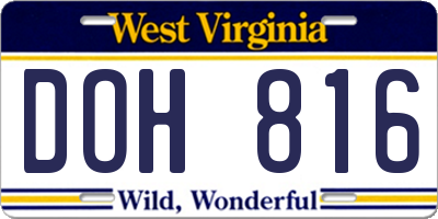 WV license plate DOH816