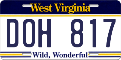 WV license plate DOH817