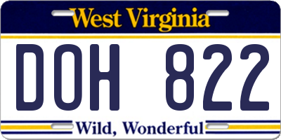 WV license plate DOH822