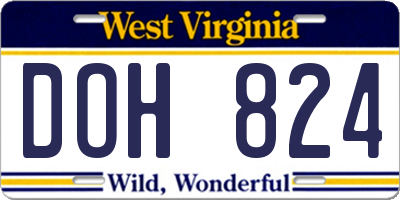 WV license plate DOH824