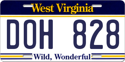 WV license plate DOH828