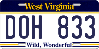 WV license plate DOH833